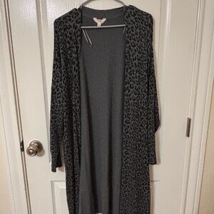Gray Leopard Print Cardigan